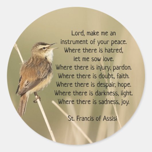 St. Francis von Assisi Gebet Bird Inspiration Runder Aufkleber (Vorderseite)