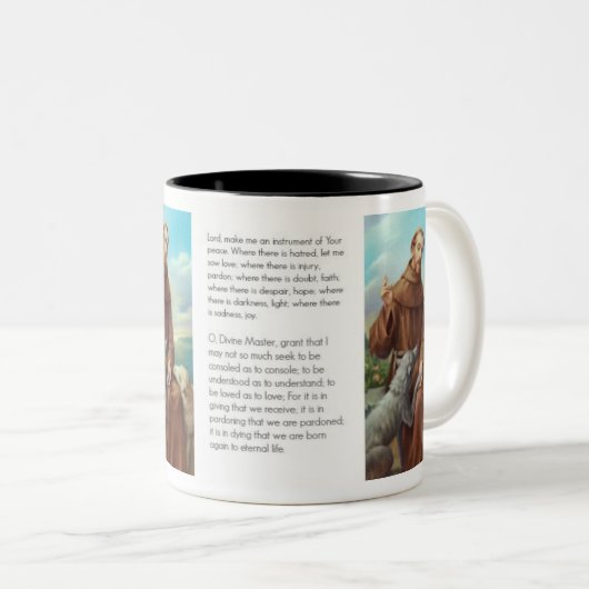 St Francis von Assisi-Gebet des Friedens Zweifarbige Tasse (VorderseiteRechts)