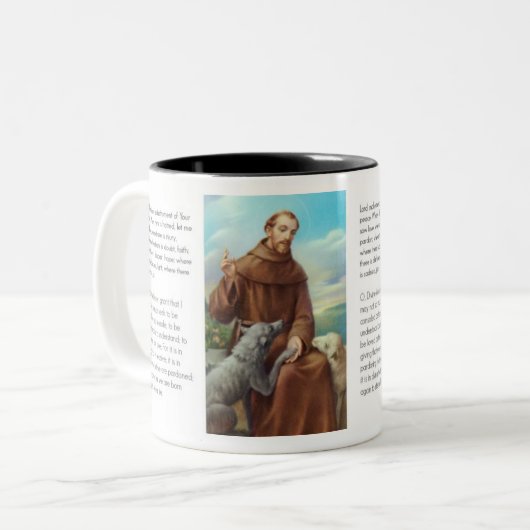 St Francis von Assisi-Gebet des Friedens Zweifarbige Tasse (Vorderseite Links)