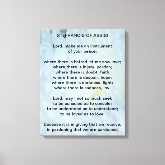 St. Francis von Assisi Gebet Leinwanddruck (Vorderseite)