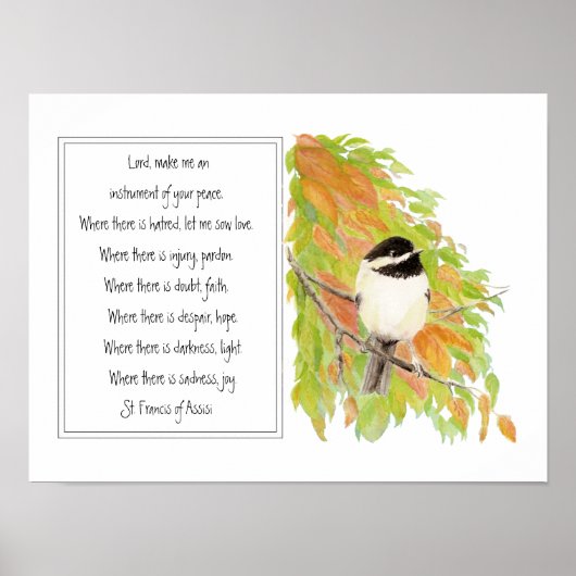 St. Francis von Assisi Gebet mit Chickadee Poster (Vorne)