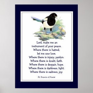 St. Francis von Assisi Gebet mit Magpie Bird Poster