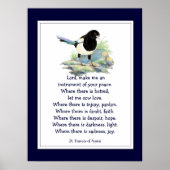 St. Francis von Assisi Gebet mit Magpie Bird Poster (Vorne)