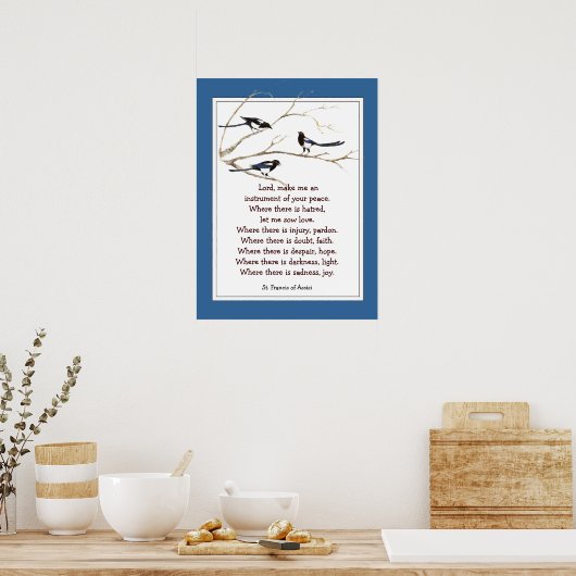 St. Francis von Assisi Gebet mit Magpie Birds Poster (Küche)