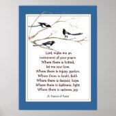 St. Francis von Assisi Gebet mit Magpie Birds Poster (Vorne)