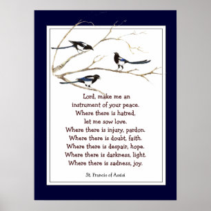 St. Francis von Assisi Gebet mit Magpie Birds Poster