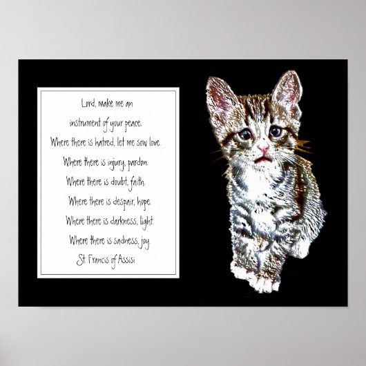 St. Francis von Assisi Gebet mit Sweet Kitten Cat Poster (Vorne)