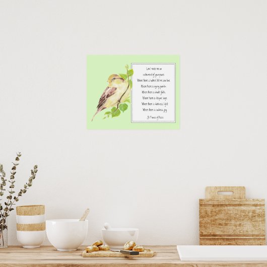 St. Francis von Assisi, Gebet-Sparrow-Vogel Poster (Küche)