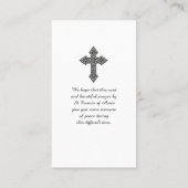 St. Francis von Assisi Gebet Sympathy Card Visitenkarte (Rückseite)