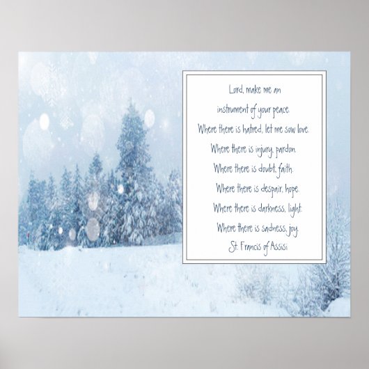 St. Francis von Assisi Gebet Winterschneewald Poster (Vorne)