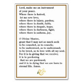 St. Francis von Assisi Gebetskarte Tischnummer (Rückseite)