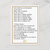 St. Francis von Assisi Gebetskarte Visitenkarte (Rückseite)