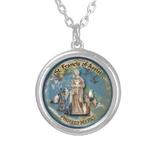 St Francis von Assisi - Haustier-Halskette Versilberte Kette