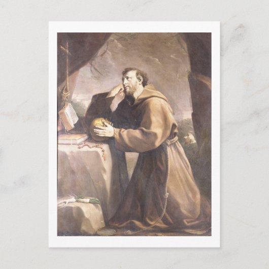 St. Francis von Assisi im Gebet Postkarte (Vorderseite)