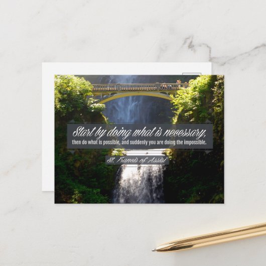 St. Francis von Assisi Inspiration Zitat "Doing" Postkarte (Vorderseite/Rückseite Beispiel)