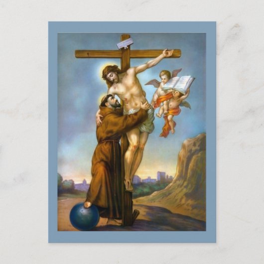 St. Francis von Assisi Jesus Crucifixion Angels Postkarte (Vorderseite)