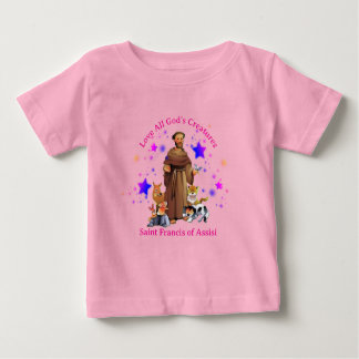 St. Francis von Assisi Katholische Mädchen rosa Baby T-shirt