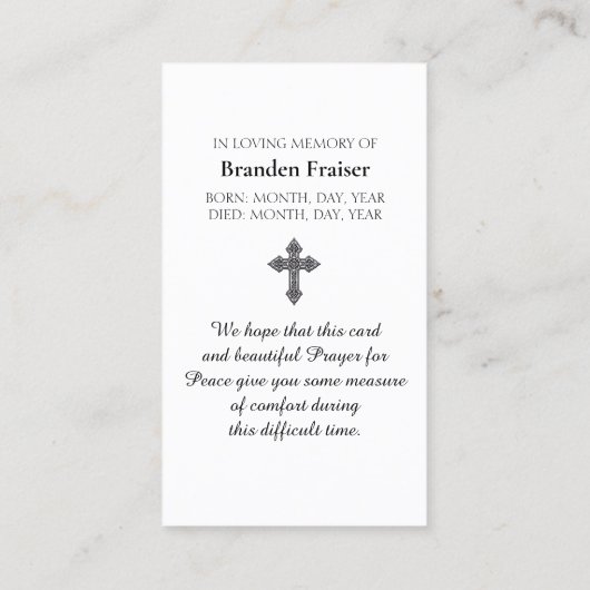 St. Francis von Assisi Lila grünes Orangengebet Visitenkarte (Rückseite)