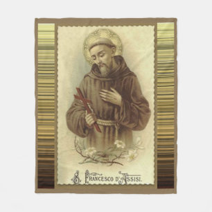 St Francis von Assisi mit Kruzifix-Lilien Fleecedecke