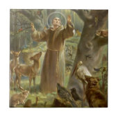 St Francis von Assisi predigend zu den Tieren Fliese (Vorderseite)