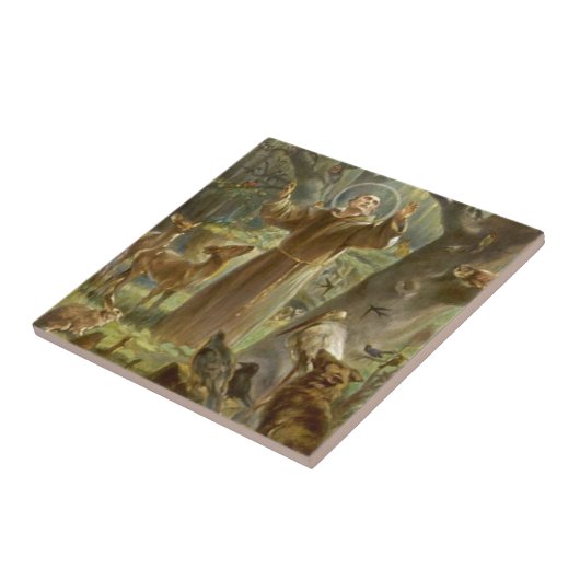 St Francis von Assisi predigend zu den Tieren Fliese (Seite)
