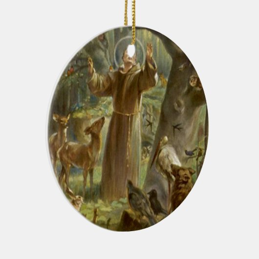 St Francis von Assisi predigend zu den Tieren Keramikornament (Rechts)