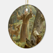St Francis von Assisi predigend zu den Tieren Keramikornament (Links)