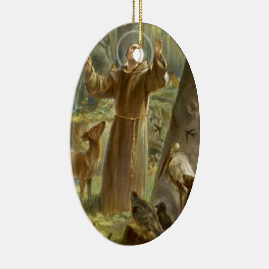 St Francis von Assisi predigend zu den Tieren Keramikornament (Rechts)