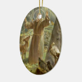 St Francis von Assisi predigend zu den Tieren Keramikornament (Links)