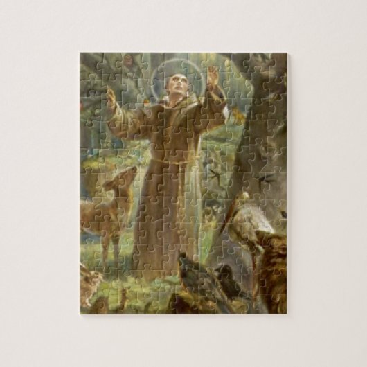 St Francis von Assisi predigend zu den Tieren Puzzle (Vertikal)