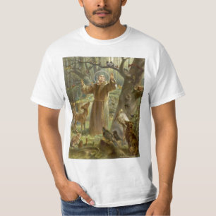 St Francis von Assisi predigend zu den Tieren T-Shirt