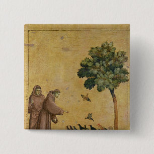 St Francis von Assisi predigend zu den Vögeln Button