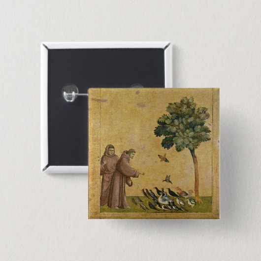 St Francis von Assisi predigend zu den Vögeln Button (Vorne & Hinten)