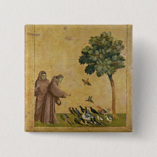 St Francis von Assisi predigend zu den Vögeln Button