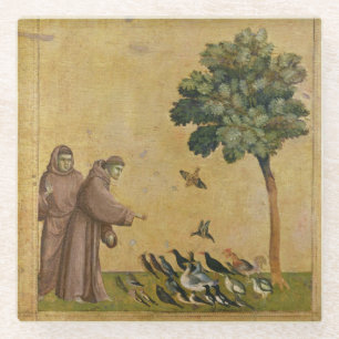St Francis von Assisi predigend zu den Vögeln Glasuntersetzer