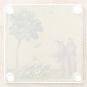 St Francis von Assisi predigend zu den Vögeln Glasuntersetzer (Rückseite)