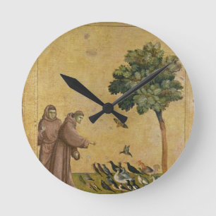 St Francis von Assisi predigend zu den Vögeln Runde Wanduhr