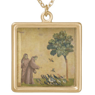 St Francis von Assisi predigend zu den Vögeln Vergoldete Kette