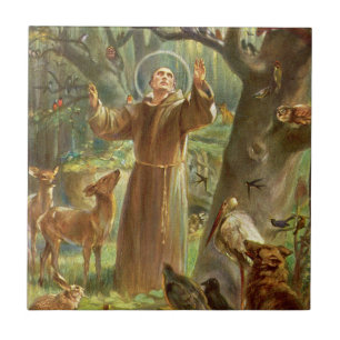 St. Francis von Assisi predigt den Tieren Fliese