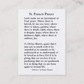 St. Francis von Assisi Religious Holy Cards Visitenkarte (Rückseite)