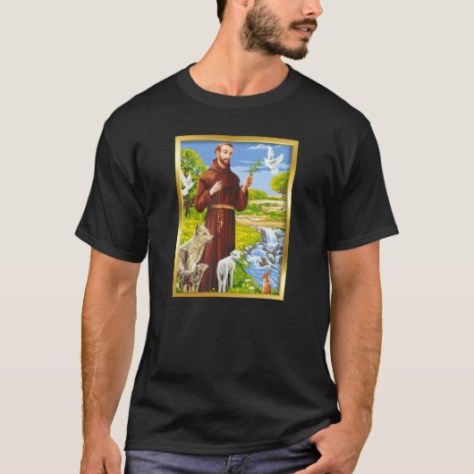 St. Francis von Assisi Schutzheilige der Tiere Cat T-Shirt (Vorderseite)