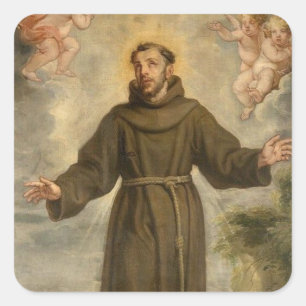 St. Francis von Assisi Schutzheilige der Tiere Quadratischer Aufkleber