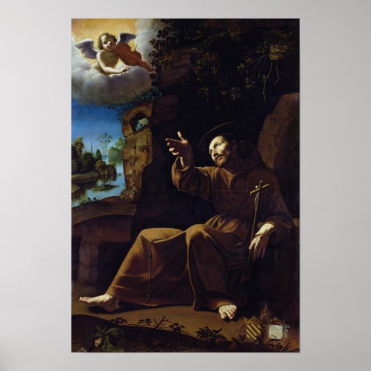 St. Francis von Assisi Trost durch einen Engel Poster (Vorne)