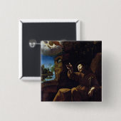 St Francis von Assisi tröstete durch einen Engel Button (Vorne & Hinten)