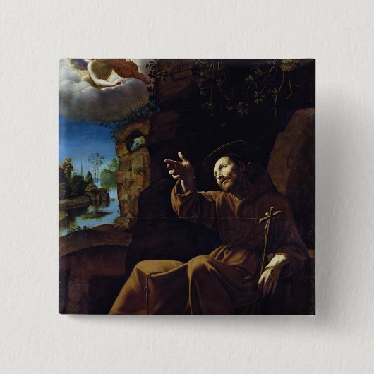 St Francis von Assisi tröstete durch einen Engel Button (Vorderseite)