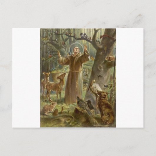 St. Francis von Assisi umgeben von Tieren Postkarte (Vorderseite)