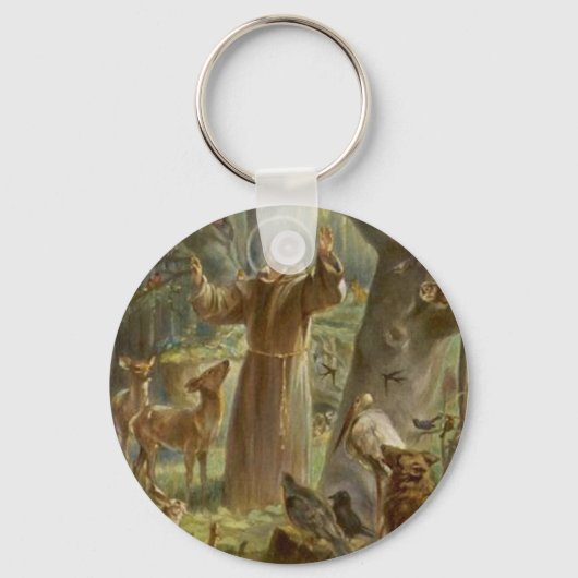 St. Francis von Assisi umgeben von Tieren Schlüsselanhänger (Vorderseite)