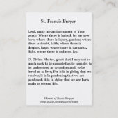 St. Francis von Assisi Visitenkarte (Rückseite)