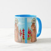 St. Francis von Assisi w Coyote Watercolor Geschen Tasse (VorderseiteRechts)
