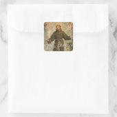 St. Francis von Assisi |White Script Overlay Quadratischer Aufkleber (Tasche)
